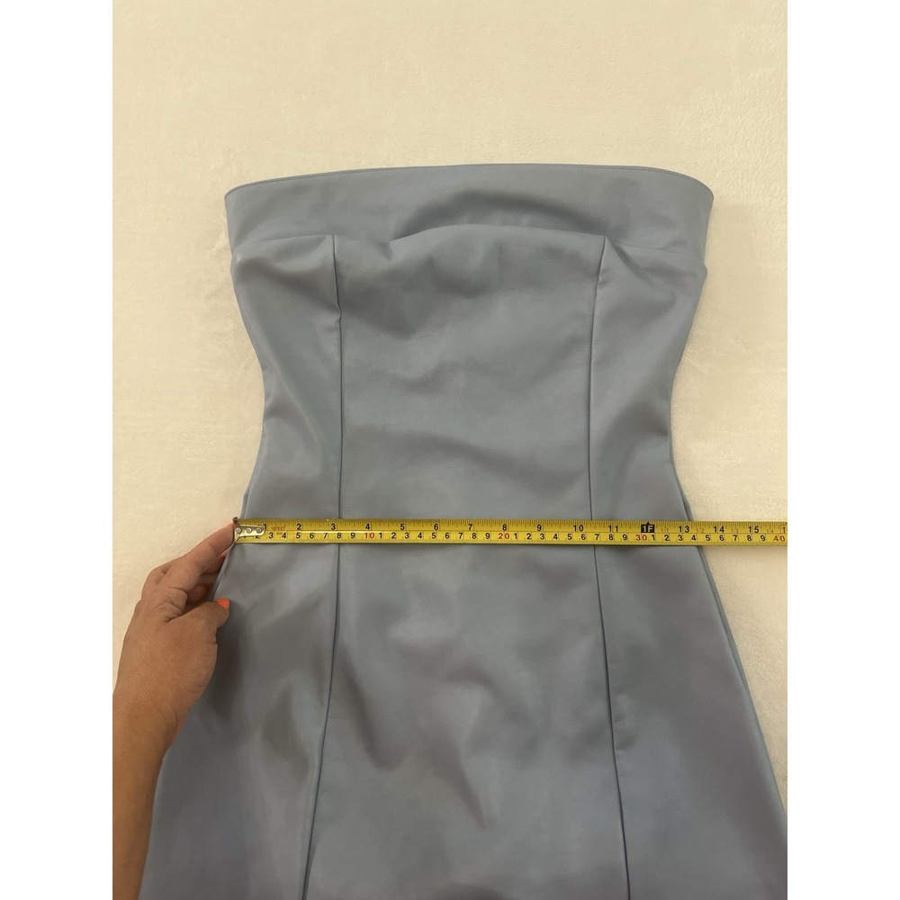 Sky To Moon Faux‎ Leather Strapless Baby Blue Zip Up Lined Mini Short Dress Sz M - Picture 6 of 8